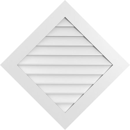 Ekena Millwork Diamond Surface Mount PVC Gable Vent: Functional, w/ 3-1/2"W x 1"P Standard Frame, 38"W x 38"H GVPDI38X3801SF